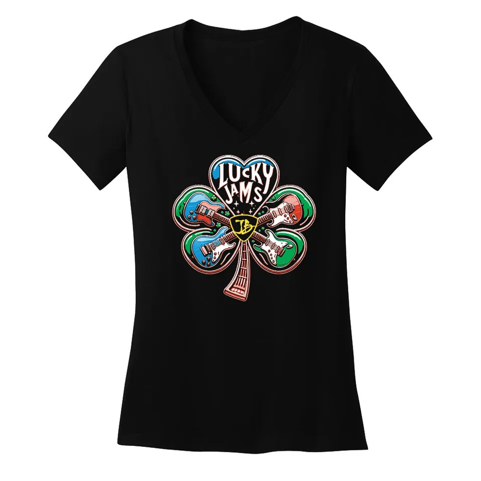 Joe Bonamassa Lucky Jams v-neck dame svart bomull