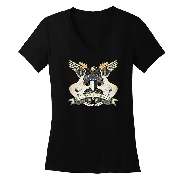 Joe Bonamassa House of Guitars Seal T-skjorte V-hals dame