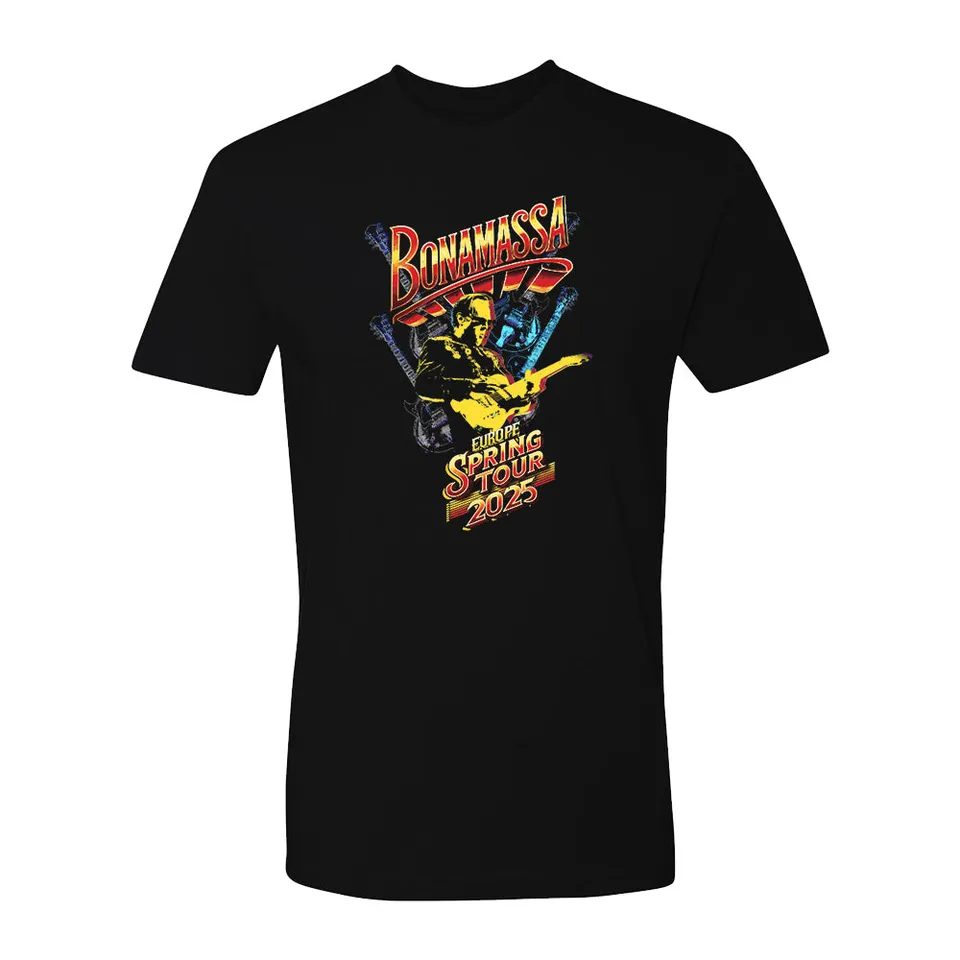 Joe Bonamassa 2025 Europe Spring Tour T-Shirt svart bomull