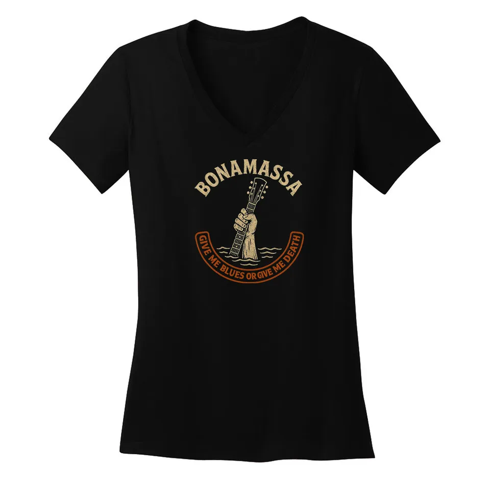 Joe Bonamassa Give Me Blues Or Give Me Death V-hals t-skjorte dame bomull
