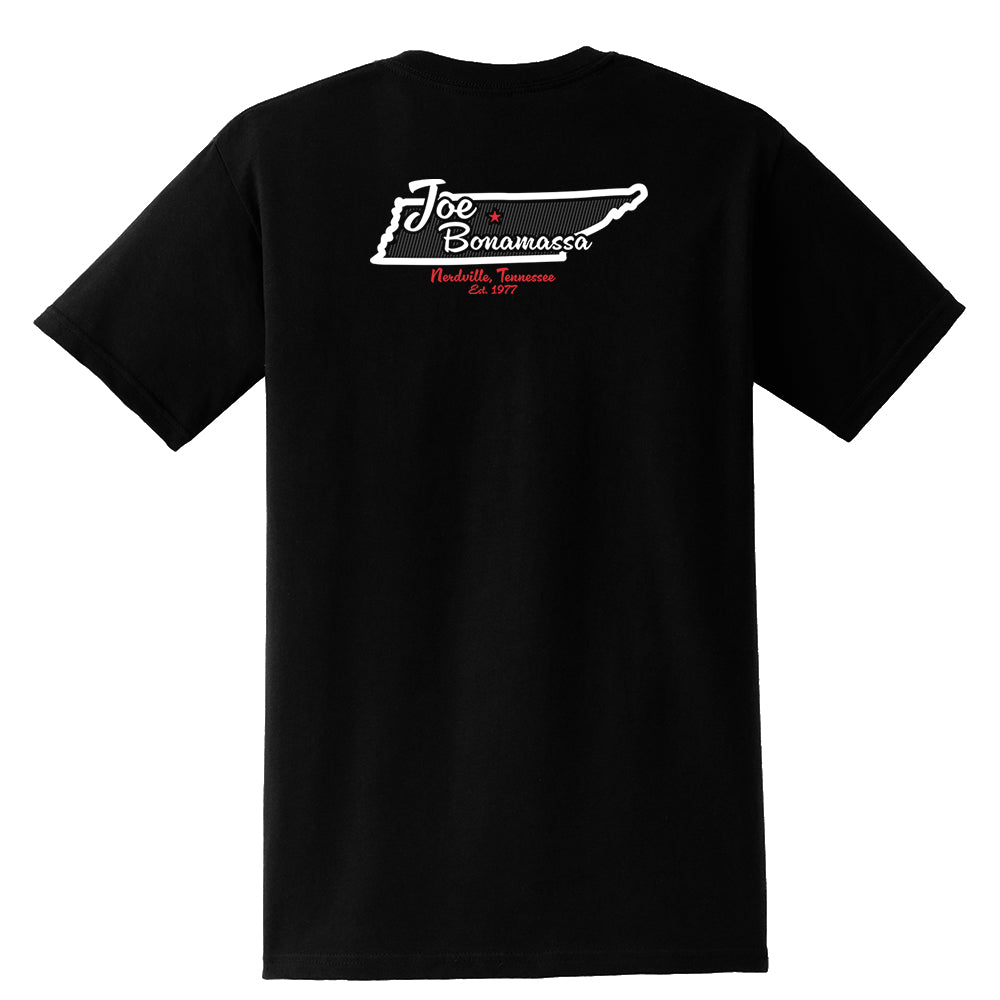 Joe Bonamassa Nerdville Tour t-skjorte lomme svart