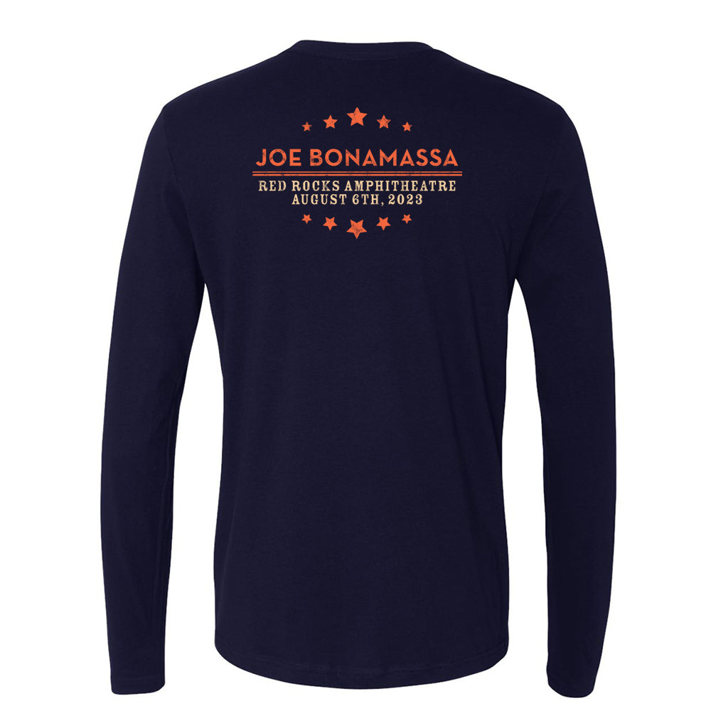 Joe Bonamassa 2023 Red Rocks langermet t-skjorte herre navy