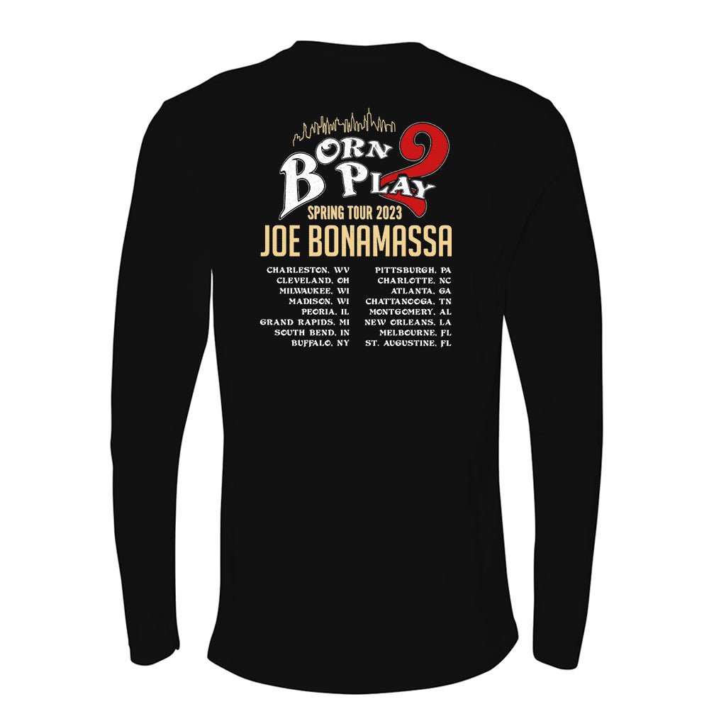 Joe Bonamassa U.S. Spring Tour langermet t-skjorte svart bomull