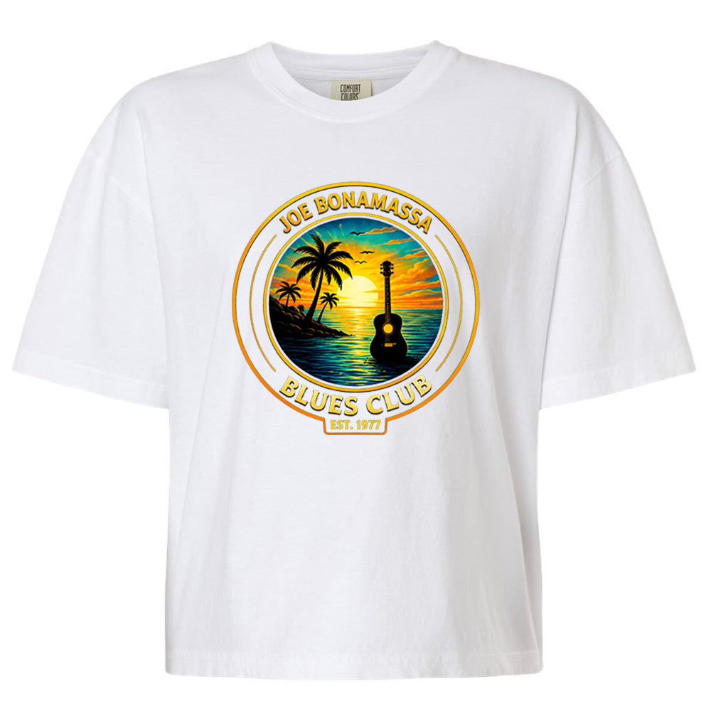 Joe Bonamassa Blues Club Boxy t-skjorte dame hvit garment-dyed