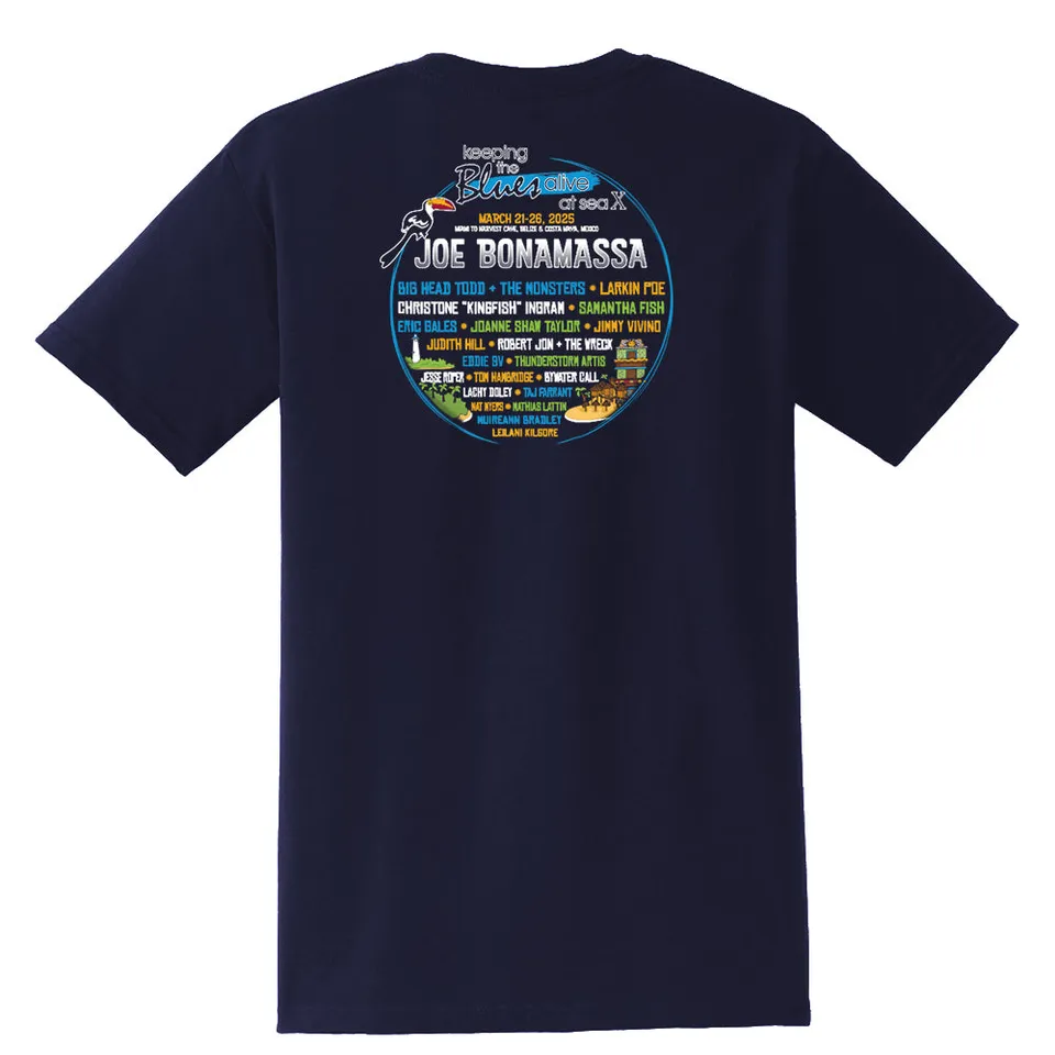 Joe Bonamassa KTBA at Sea X T-skjorte lomme navy