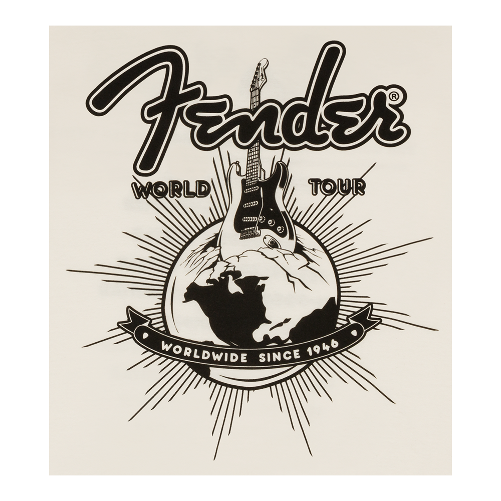 Joe Bonamassa Fender World Tour t-skjorte unisex hvit vintage