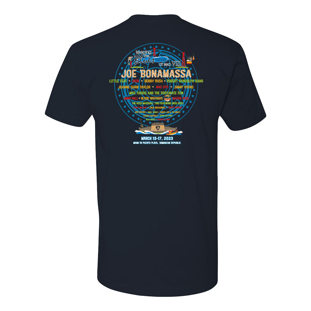 Joe Bonamassa KTBA at Sea VIII 2023 t-skjorte marine bomull