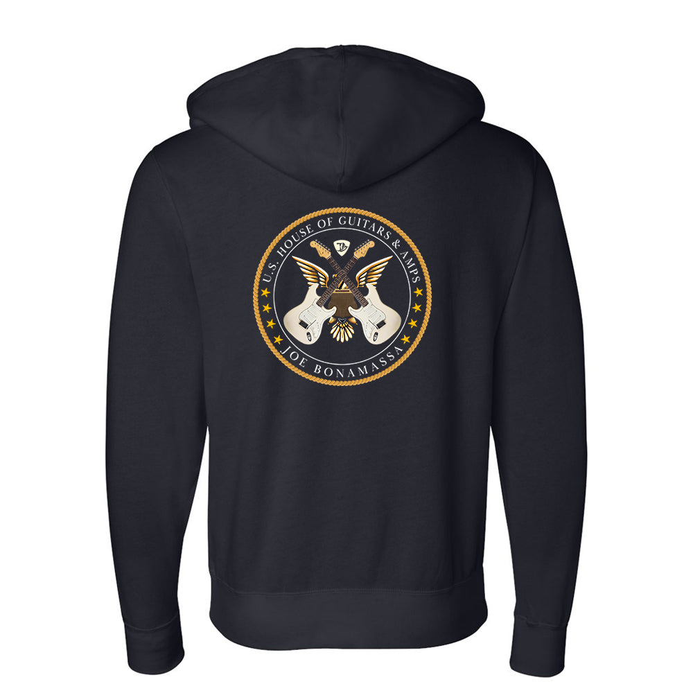 Joe Bonamassa House of Guitars hettegenser zip-up unisex svart