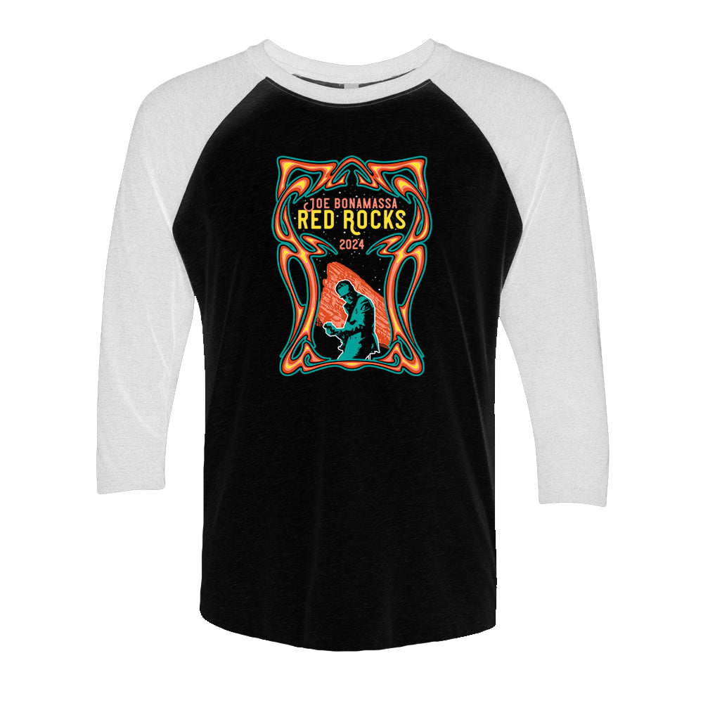 Joe Bonamassa 2024 Retro Red Rocks t-skjorte 3/4 erme grå