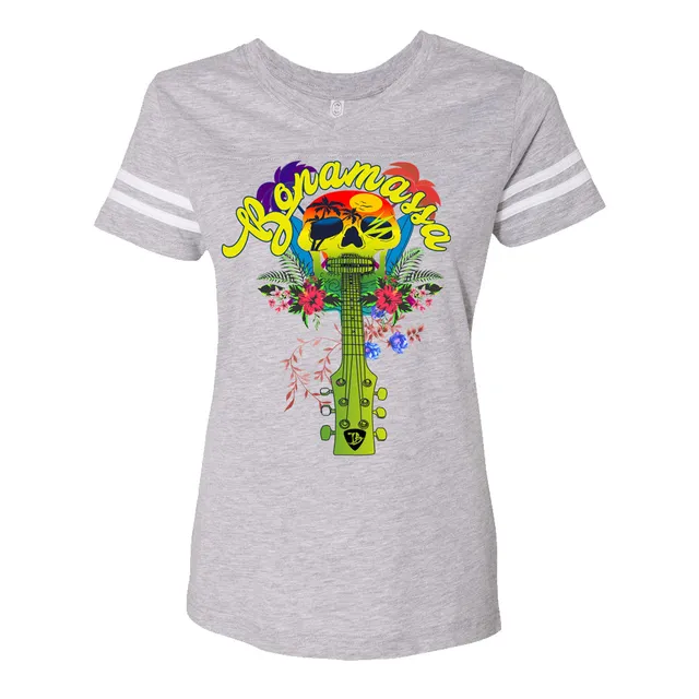 Joe Bonamassa Island Blues football t-skjorte dame v-hals
