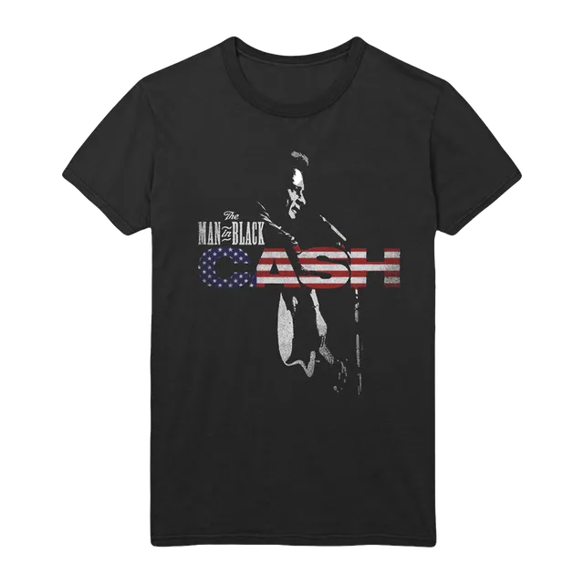 Johnny Cash The Man in Black t-skjorte svart flagg