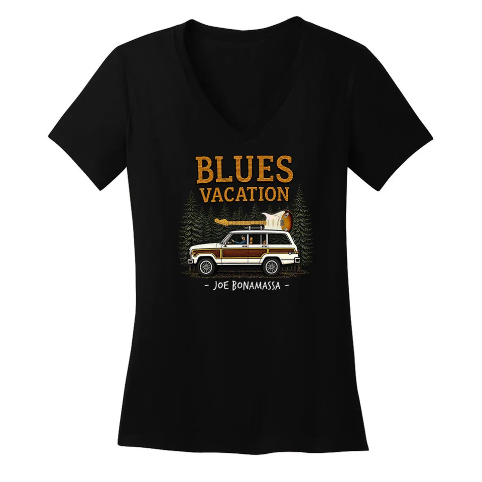 Joe Bonamassa Blues Vacation V-hals t-skjorte dame bomull