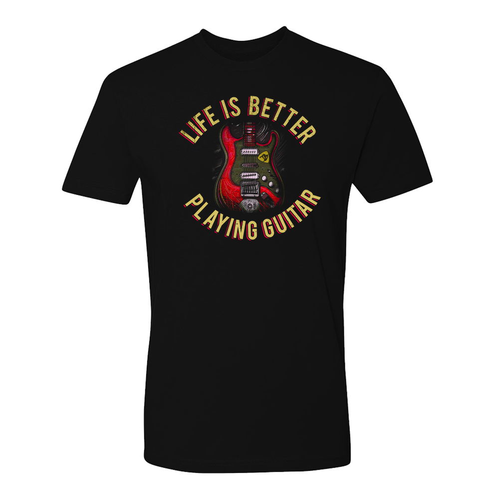 Joe Bonamassa Life is Better Playing Guitar t-skjorte svart bomull