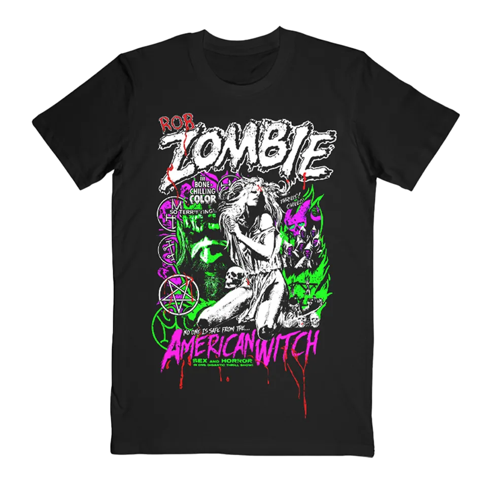 Rob Zombie American Witch Neon Tee T-skjorte neonlys