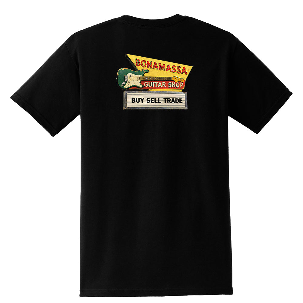 Joe Bonamassa Bona Guitar Shop Pocket t-skjorte bomull