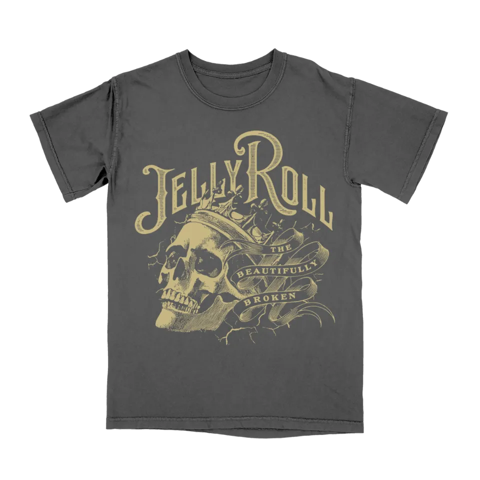 Jelly Roll Beautifully Broken Skull King t-skjorte svart