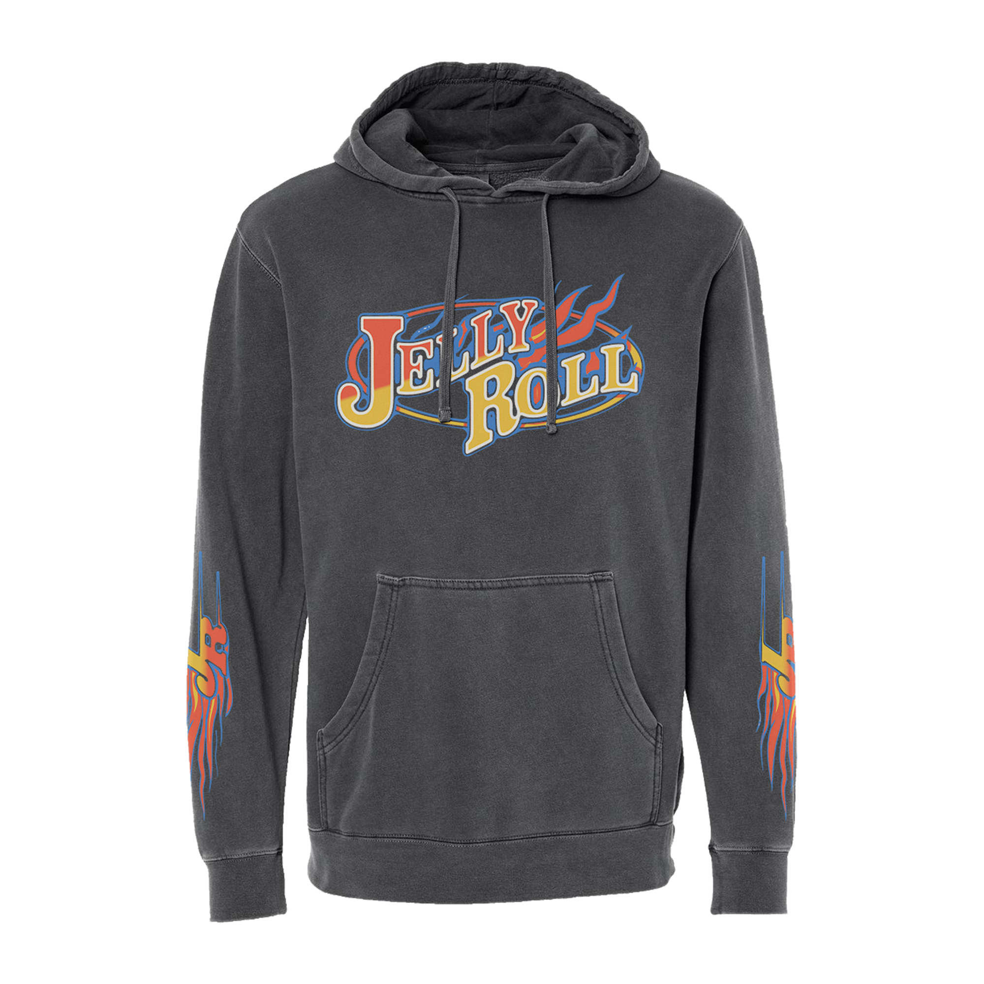 Jelly Roll Flame Skull hettegenser pigment svart