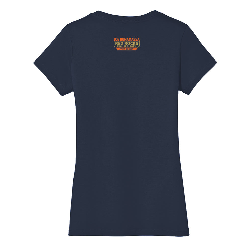Joe Bonamassa 2025 Red Rocks V-Neck t-skjorte dame navy