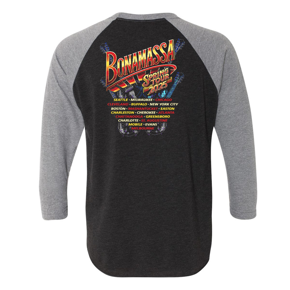 Joe Bonamassa 2025 Spring Tour 3/4 t-skjorte grå/svart unisex