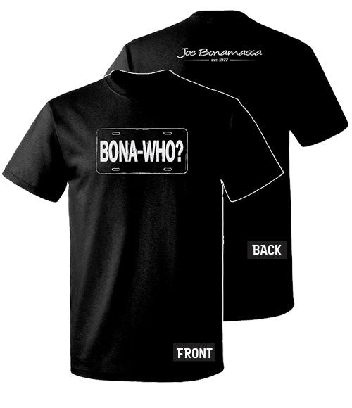 Joe Bonamassa Bona Who License Plate T-skjorte unisex