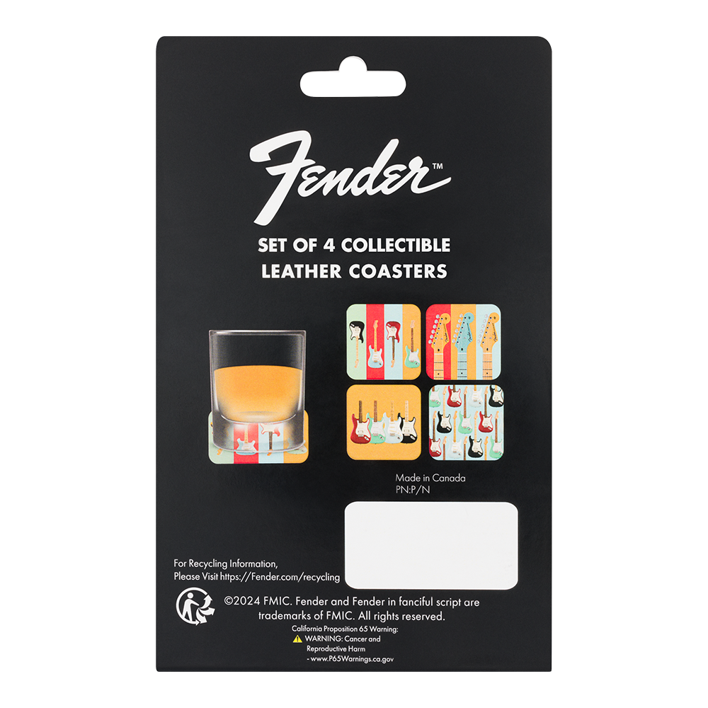 Joe Bonamassa Fender Stratocaster coaster 4-pk skinn 10cm