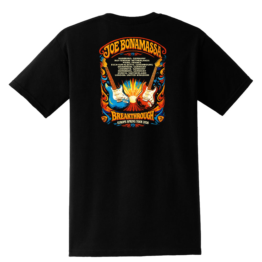 Joe Bonamassa 2026 Europe Spring Tour T-skjorte unisex lomme
