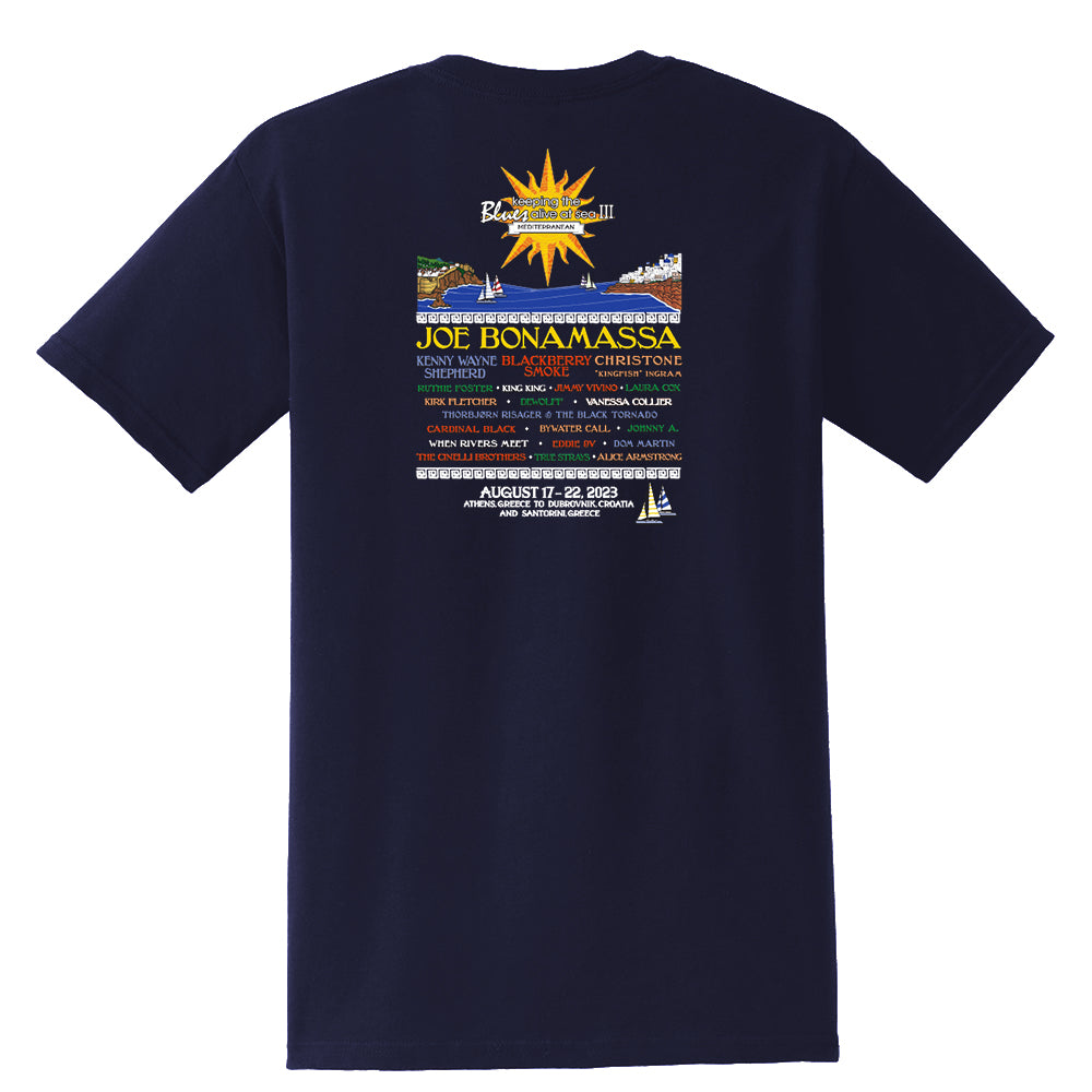 Joe Bonamassa KTBA at Sea Mediterranean III pocket t-skjorte navy