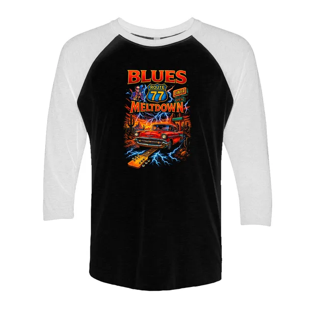 Joe Bonamassa Blues Meltdown 3/4 t-skjorte hvit svart triblend