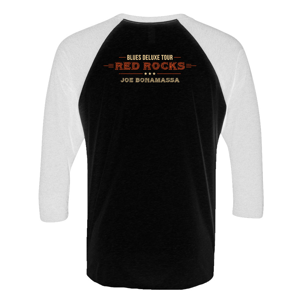 Joe Bonamassa 2024 Red Rocks 3/4 Sleeve t-skjorte Heather Grey Black