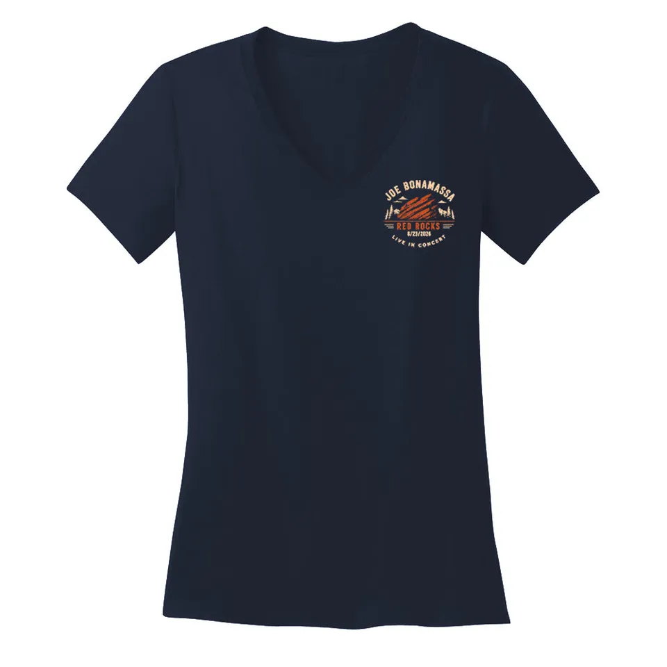 Joe Bonamassa 2026 Red Rocks V-neck t-skjorte dame navy