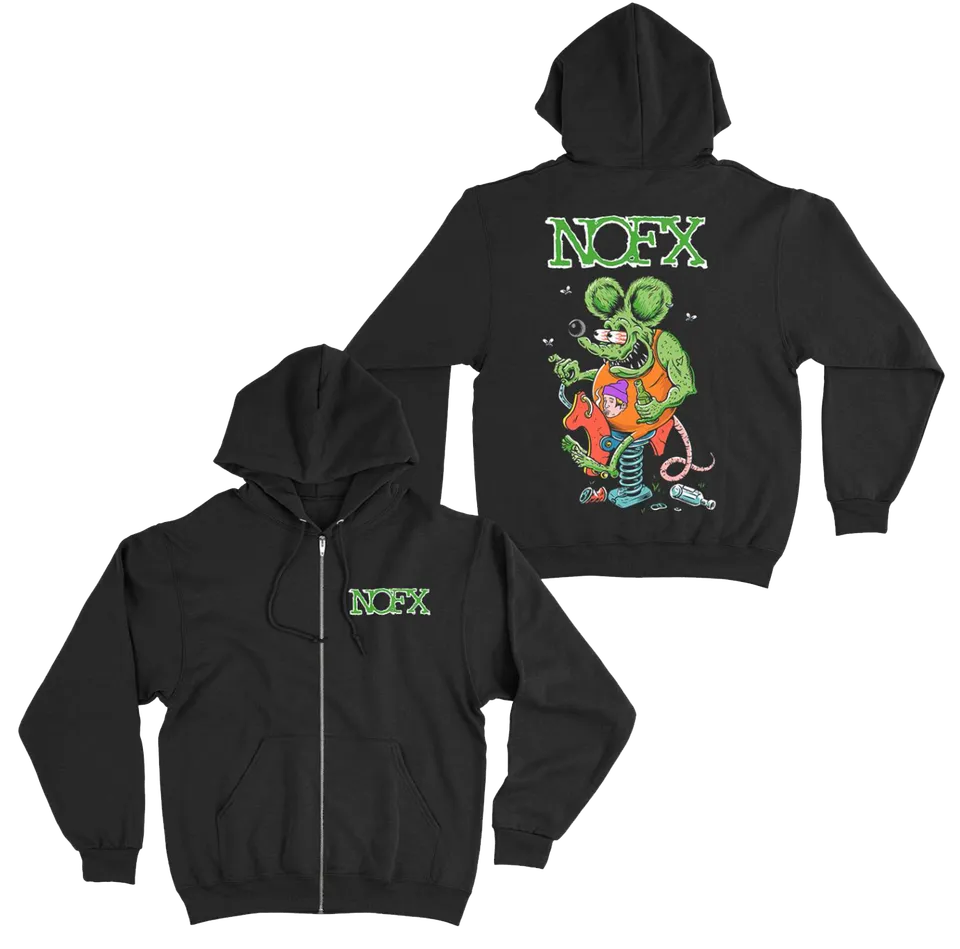 NOFX Black Rat Fink Zip Up hettejakke svart