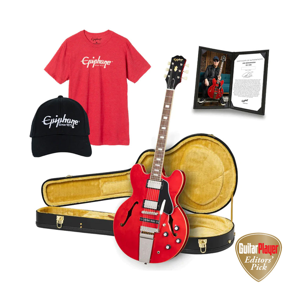 Joe Bonamassa 1962 Epiphone ES-335 elgitar med koffert og t-skjorte