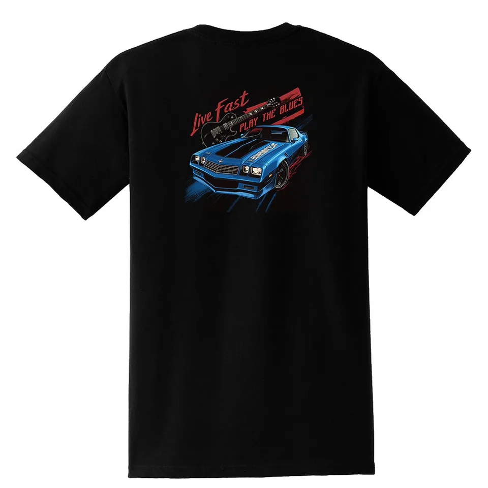 Joe Bonamassa Live Fast Play Blues t-skjorte lommemodell
