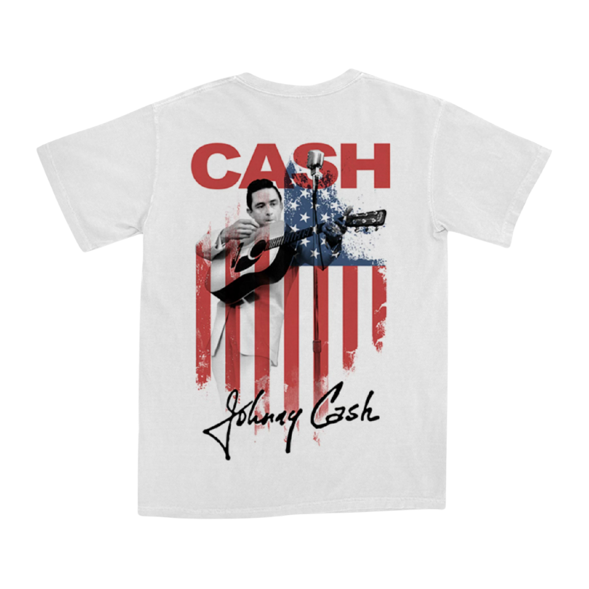 Johnny Cash American t-skjorte hvit ryggtrykk