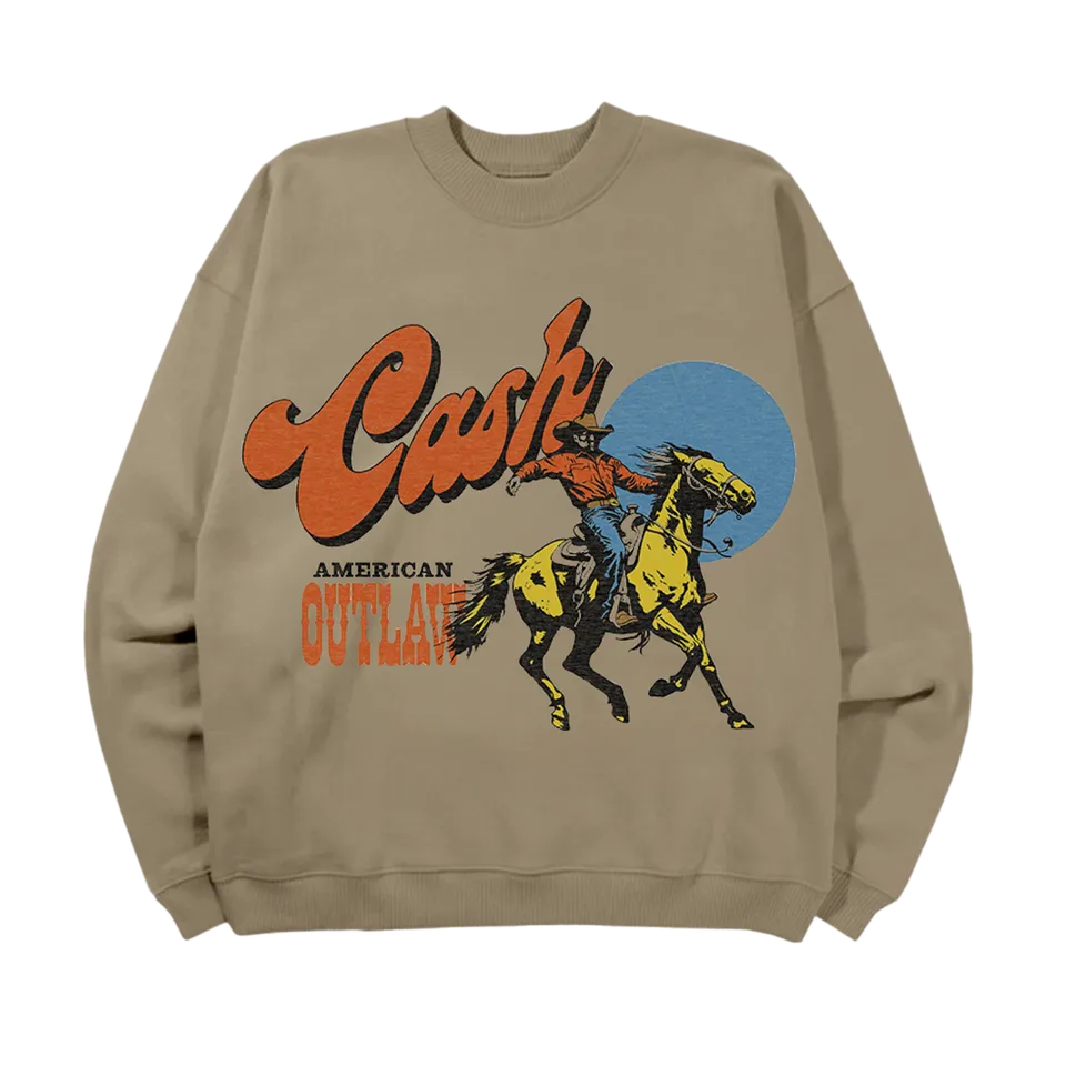 Johnny Cash American Outlaw sweatshirt sand cowboy