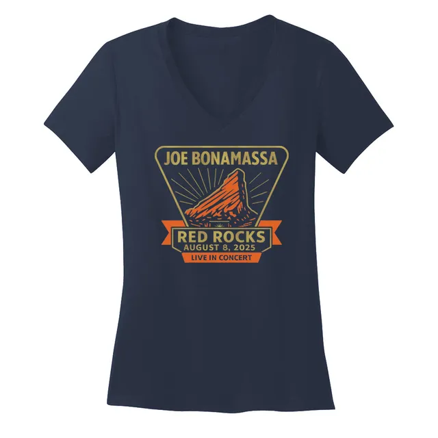 Joe Bonamassa 2025 Red Rocks V-Neck t-skjorte dame navy