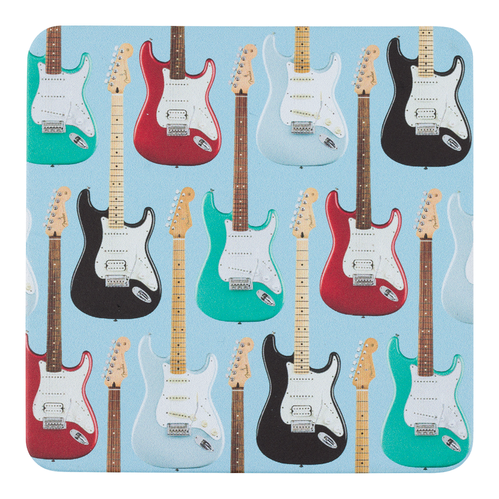 Joe Bonamassa Fender Stratocaster coaster 4-pk skinn 10cm