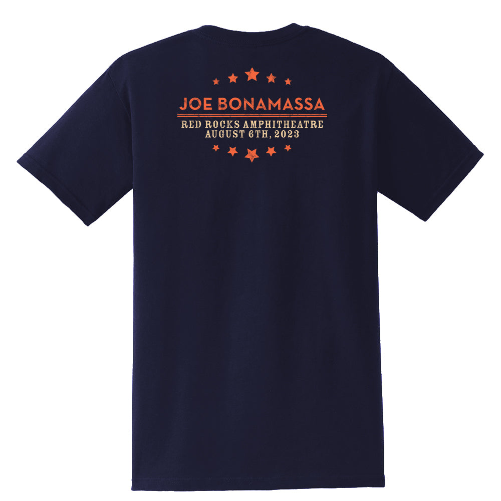 Joe Bonamassa 2023 Red Rocks t-skjorte unisex blå bomull