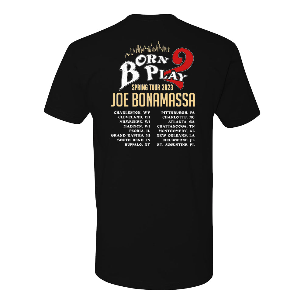Joe Bonamassa 2023 U.S. Spring Tour t-skjorte svart unisex bomull