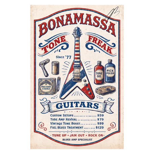 Joe Bonamassa Vintage Blues Bonamassa Tone 2026 JB Print plakat håndsignert
