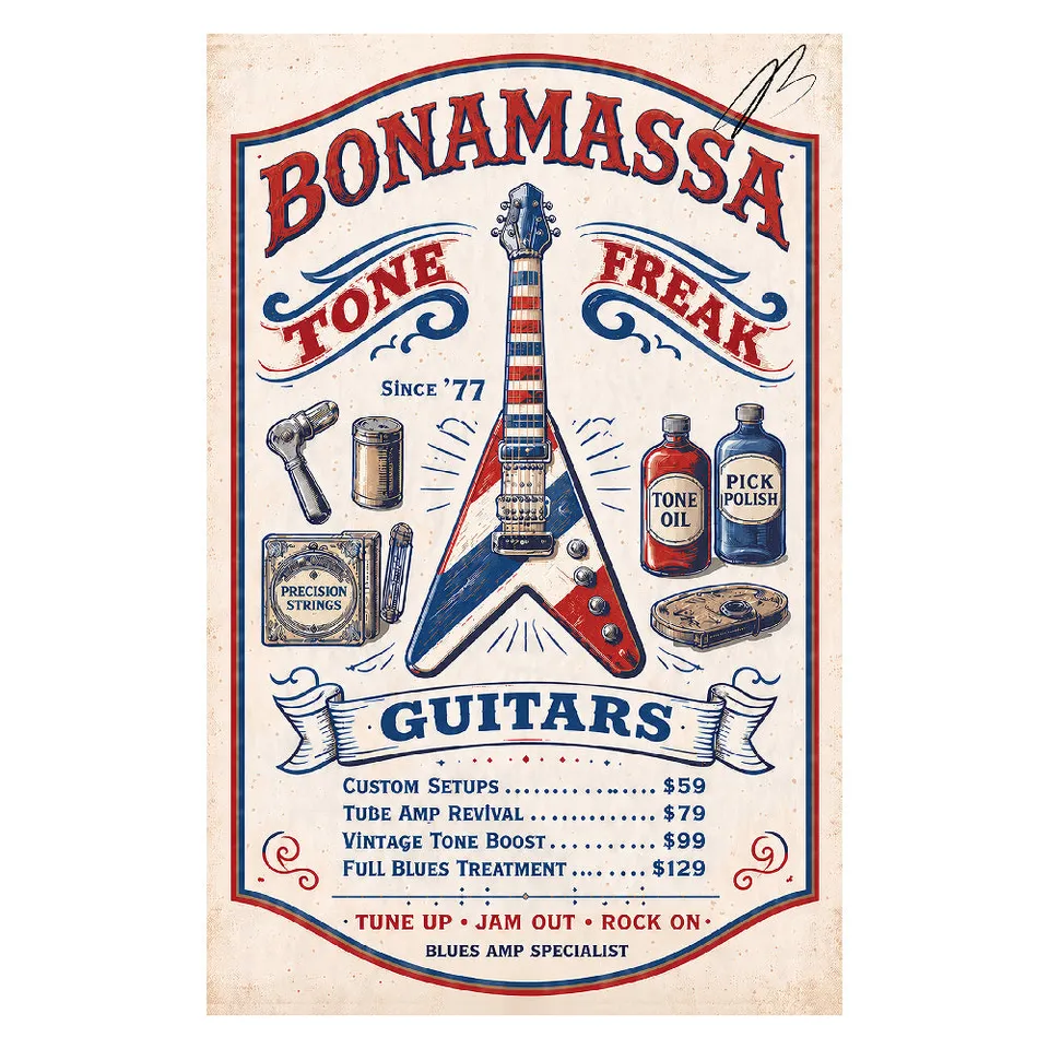 Joe Bonamassa Vintage Blues Bonamassa Tone 2026 JB Print plakat håndsignert