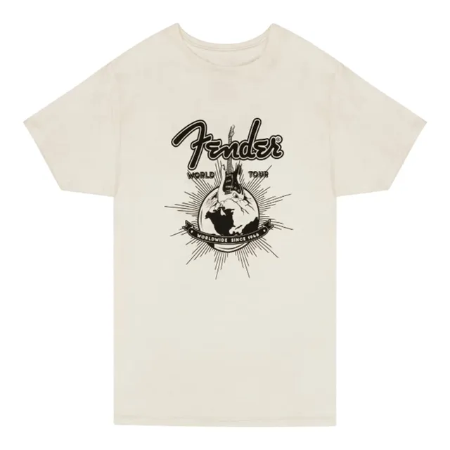 Joe Bonamassa Fender World Tour t-skjorte unisex hvit vintage