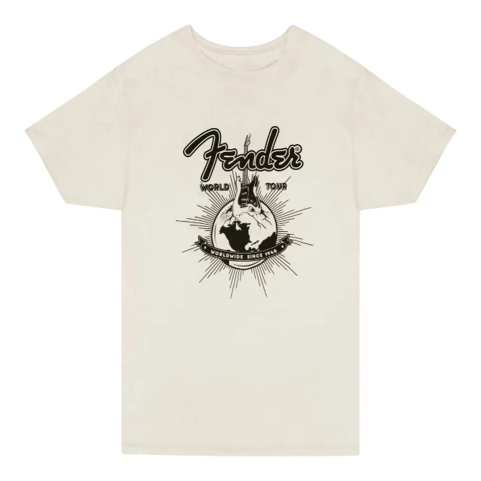 Joe Bonamassa Fender World Tour t-skjorte unisex hvit vintage