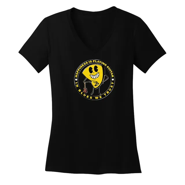 Joe Bonamassa Happiness Guitar V-Neck t-skjorte dame svart