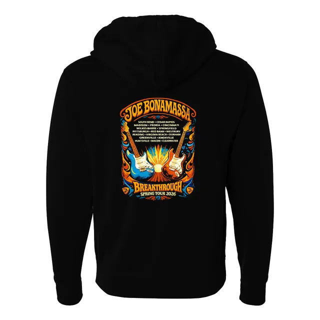 Joe Bonamassa 2026 U.S. Spring Tour zip-hoodie svart unisex bomull