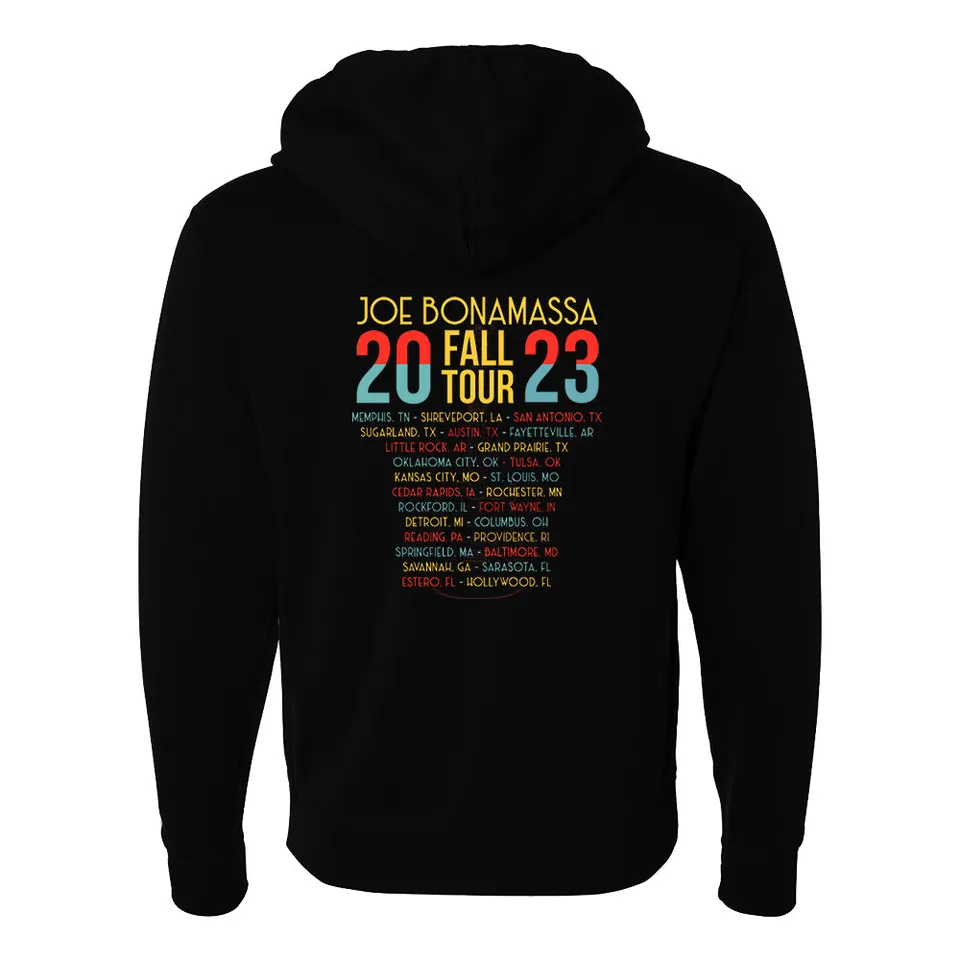 Joe Bonamassa 2023 U.S. Fall Tour zip-hoodie svart unisex bomull
