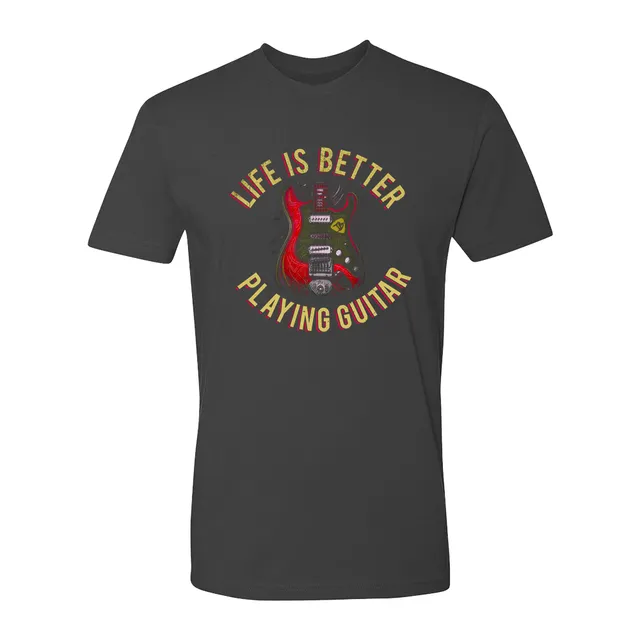 Joe Bonamassa Life is Better Playing Guitar t-skjorte svart bomull
