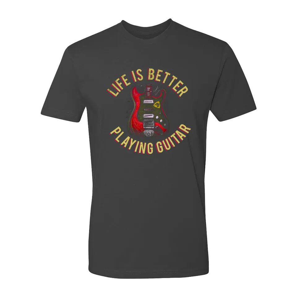 Joe Bonamassa Life is Better Playing Guitar t-skjorte svart bomull