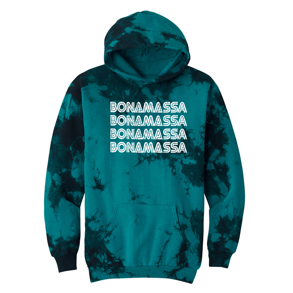 Joe Bonamassa Quadamassa Crystal Tie Dye hoodie Black/Teal tiedye