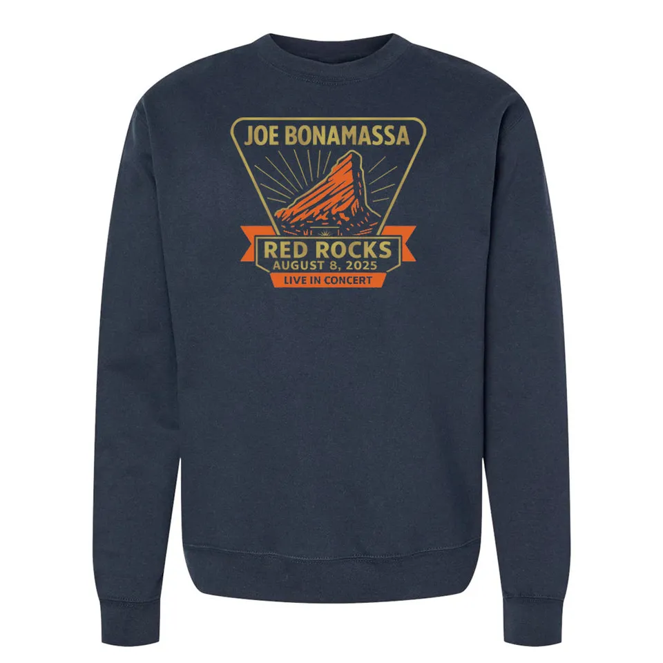 Joe Bonamassa 2025 Red Rocks crewneck genser unisex navy